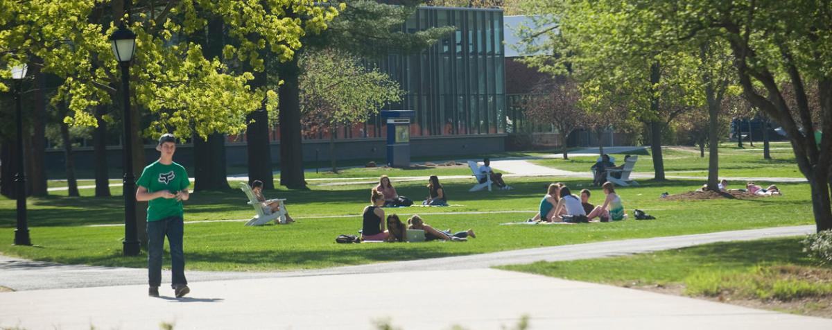 Students on campus green